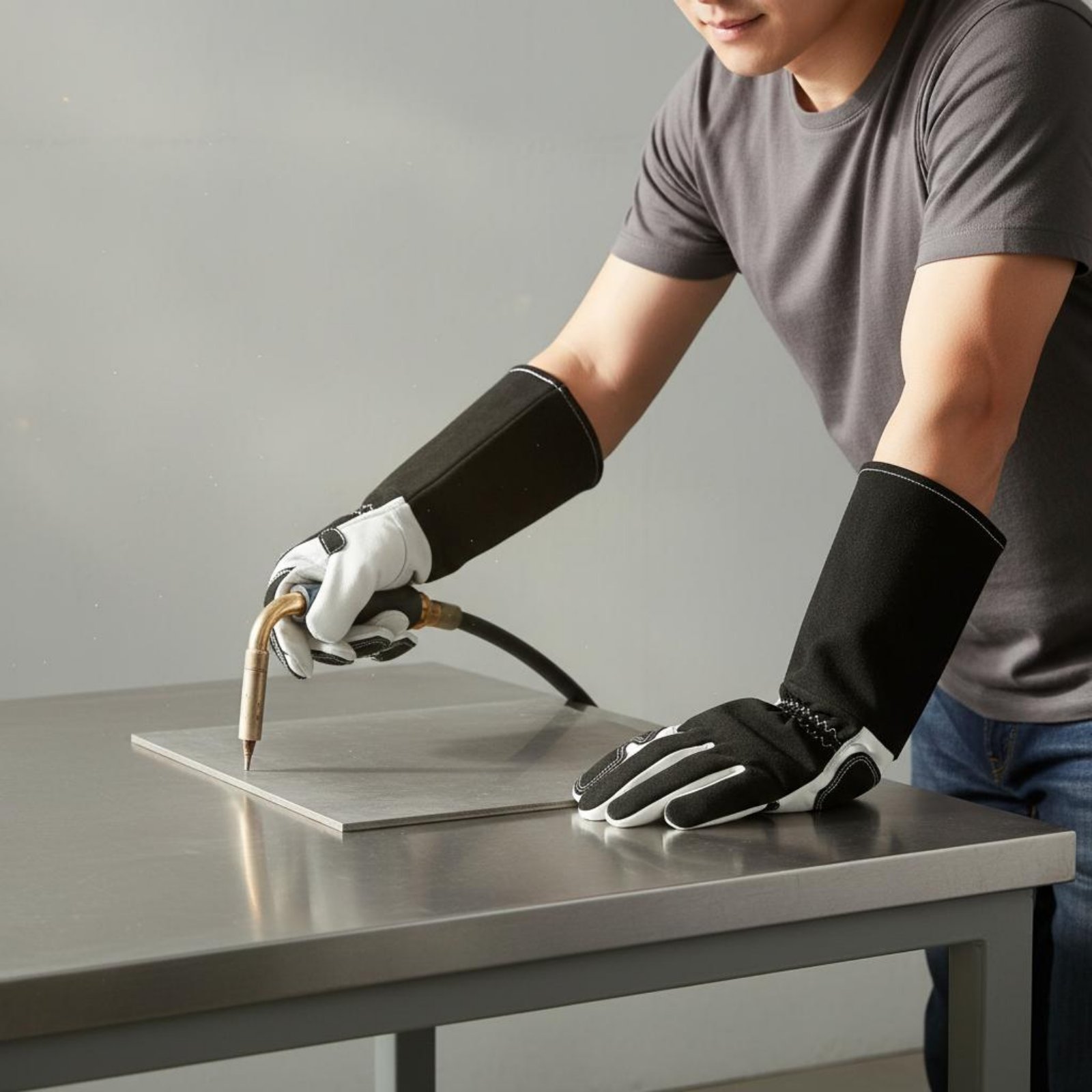 Heat Resistant Glove - TIG Metallbearbeitungs-Handschuhe Flexibles Fingerdesign Hitzebeständige Lederhandschuhe