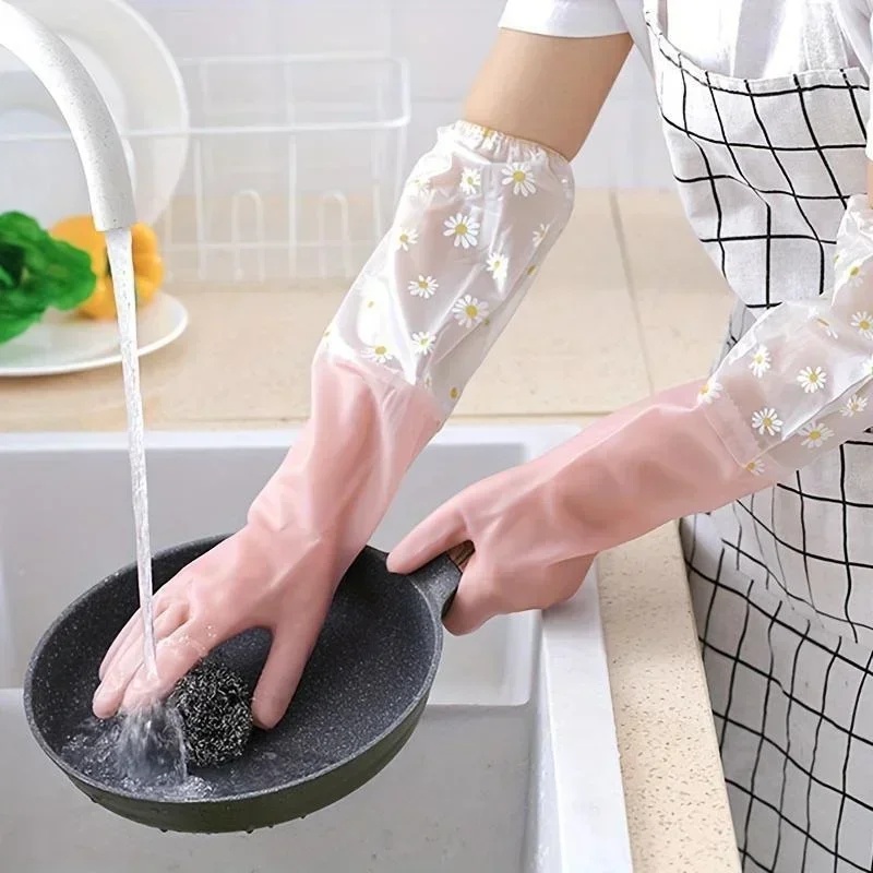 Dish Glove Rubber - Haushalts-Langarm-Gummihandschuhe, Spülhandschuhe, Küchen- und Ofenhandschuhe, Haustier-Reinigungshandschuhe,