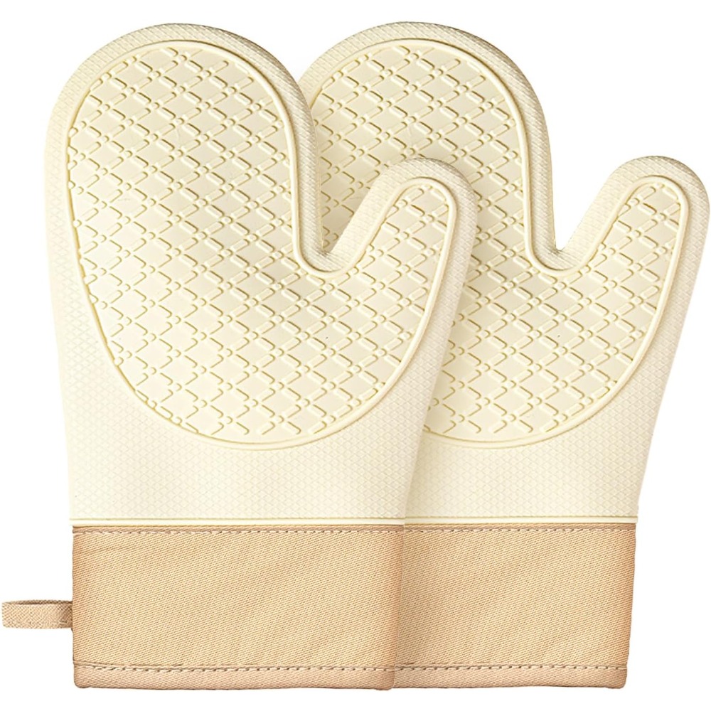Oven Mitt Silicone - Hitzebeständige Silikon-Ofenhandschuhe, 2er-Set, Wasserdichte Rutschfeste Küchenhandschuhe