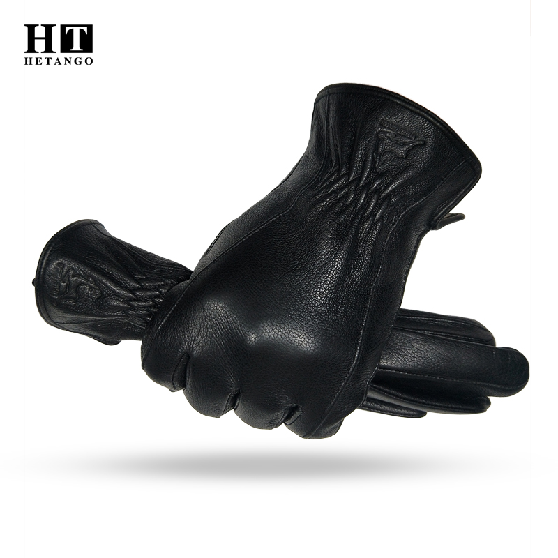 Wool Glove Lined - ﻿ Winter-Herren-Handschuhe aus schwarzem Wildleder, warme,